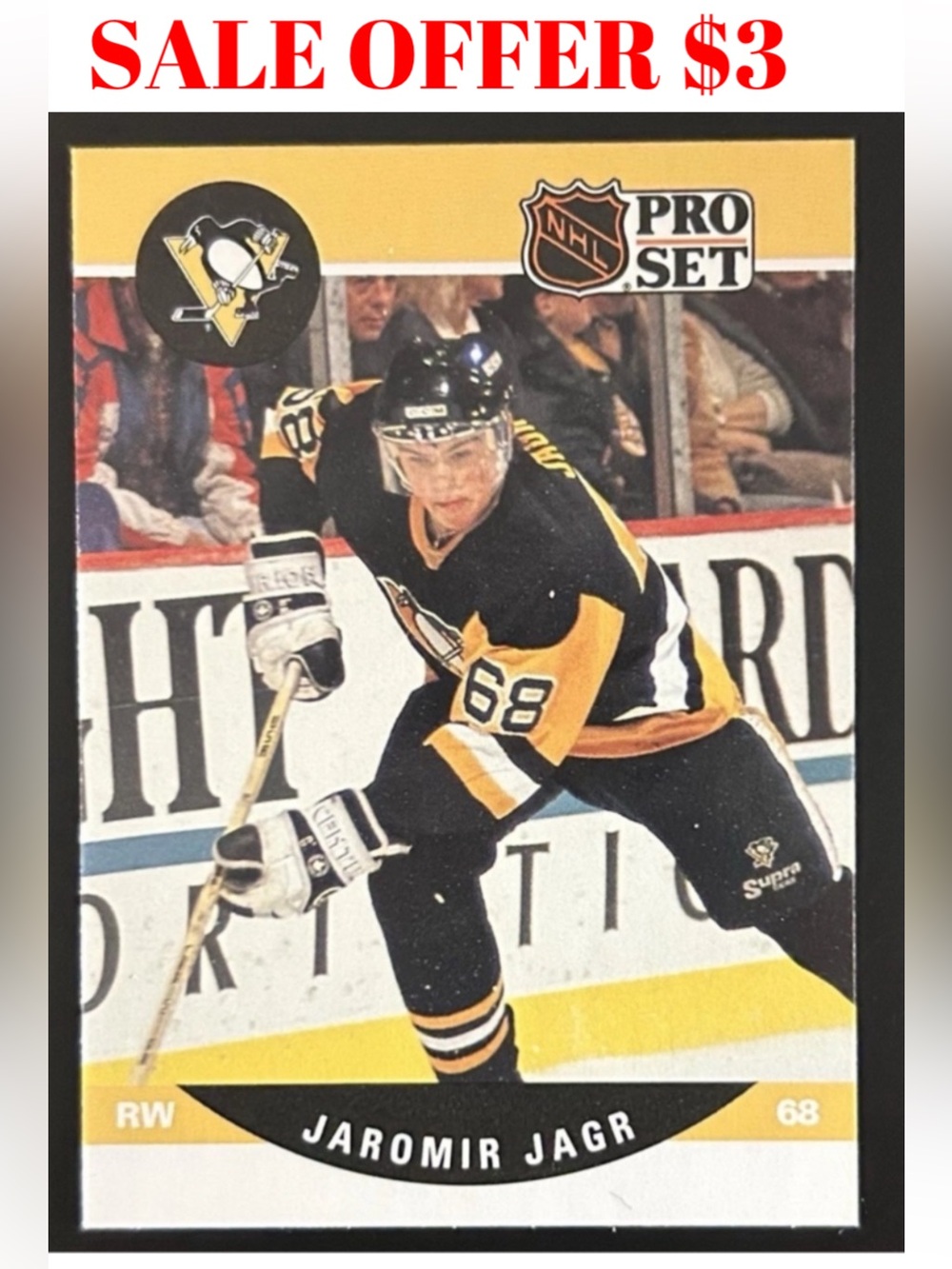 Jaromir Jagr 1990/91 Pro Set Pittsburgh Penguins Rookie RC Hockey Card